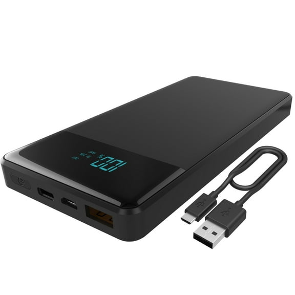 Power Bank [12000 mAH PD-18W Power Delivery Charger],Portable Charger Support Samsung, LG, iPhone & USB Type-C Laptops MacBook, Ninento Switch Matte Black -LED INDICATOR