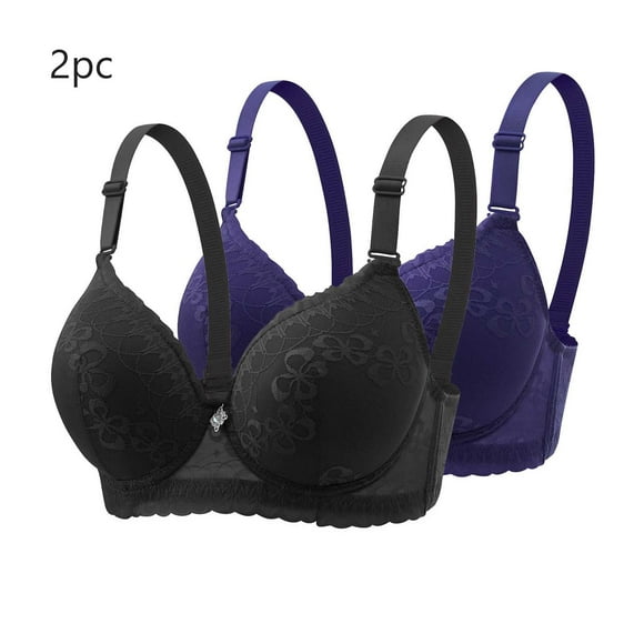 Latrodar Soutien-Gorge pour Femmes Sans Armature 2 Pcs Rehausseur Brassière Sans Armature Plongeante Brassière Unie Bretelles Spaghetti Ajustables sous-Vêtements en Maille Unis pour Femme Entraînement
