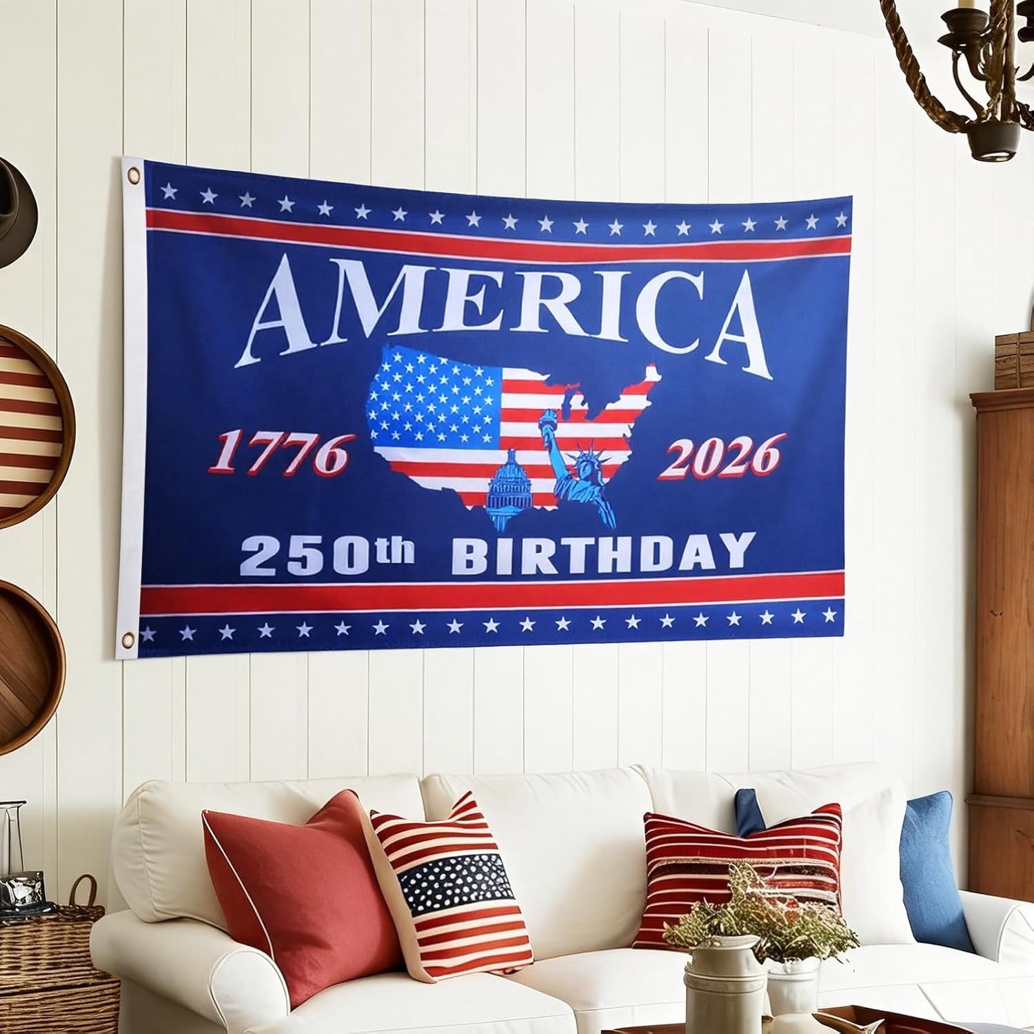 250 Anniversary USA Flag - 4x6 Ft Double Sided Patriotic Flags - 4th of July Decorations Independence Day 250th Anniversary American Flag for Indoor Outdoor Decoration