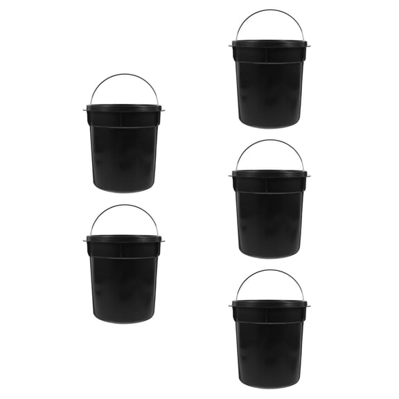 HOMEMAXS 5pcs Trash Can Inner Bucket Replacement Removable Garbage Can Pail Liner Insert 5L Plastic Trash Bin Wastebasket Round Garbage Container Black