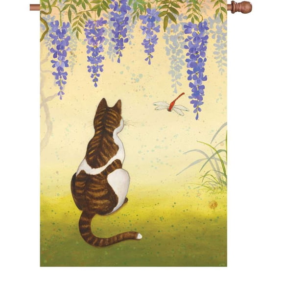 Premier House Size Flag - Wisteria Cat