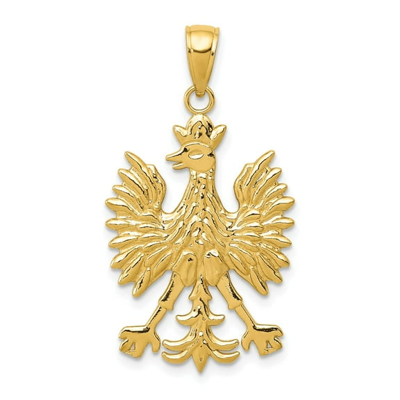 14K Yellow Gold Charm Pendant Men'S 27 mm 18 Eagle