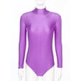 thumbnail image 7 of Zaldita Women's Ballet Dance Leotard Mock Turtleneck Long Sleeve Gymnastic Bodysuit Dancewear Purple S, 7 of 7