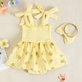 thumbnail image 4 of Zanarzt Baby Girl Romper Baby Girl Summer Clothes Cute Girl Outfits Sleeveless One Piece Romper Headband 15pcs set Light Yellow,3-6 Months, 4 of 6