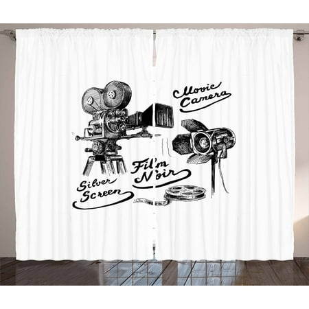 Movie Theater Curtains 2 Panels Set Cinematography Themed Artwork