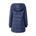 thumbnail image 4 of Womens Sherpa Lined Puffer Jacket Hooded Wave Quilted Full Zip Mid Length Padded with Poecets Warm Fall Winter Casual Outerwear, 4 of 8