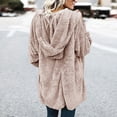 thumbnail image 6 of Women Oversized Hooded Sherpa Cardigan Fuzzy Fleece Jacket Winter Open Front Cardigans Outerwear With Pockets, 6 of 8