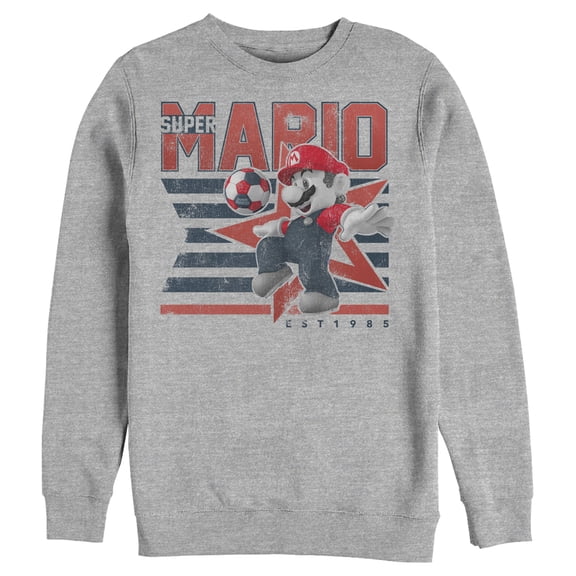 Men's Nintendo Super Mario Soccer 1985 Sweatshirt Athletic Heather Small