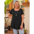 thumbnail image 4 of Plus Size Womens Short Sleeve Casual Summer Tunics Round Neck Tops for Leggings, 4 of 6