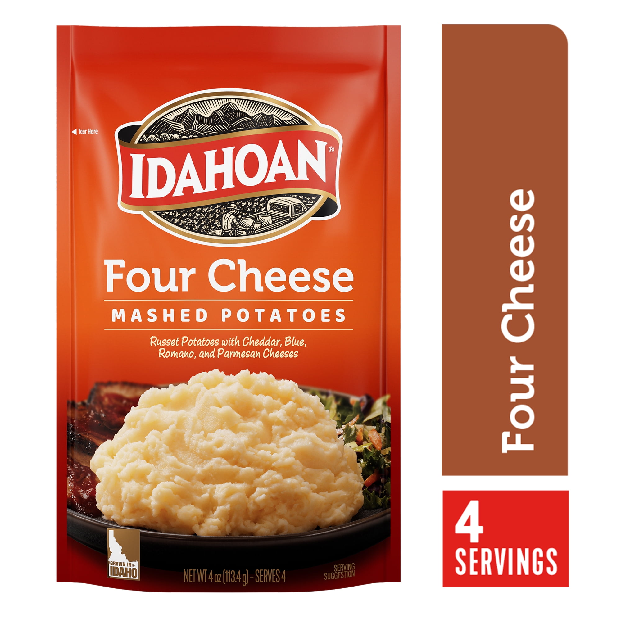 (12 pack) Idahoan Four Cheese Mashed Potatoes, 4 oz Pouch