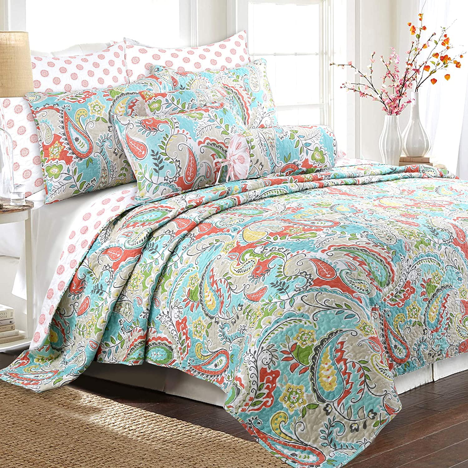 Details about   Cozy Line Home Fashions Vintage Floral Quilted Throw 100% Cotton Reversible All 