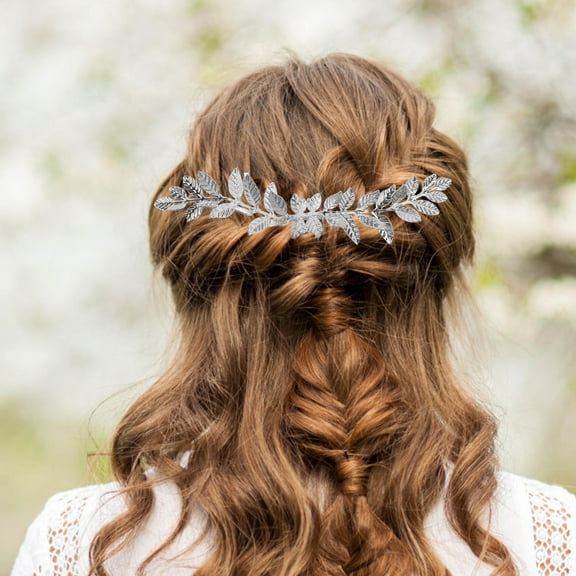 CTIRCHIU Large Blades Bridal Hair Accessories Silver Metal Headwear for Women 1Set