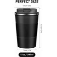 thumbnail image 2 of Stainless Steel Vacuum Insulated Travel Mug - 380ml, Black | Double Walled Coffee Cup With Leakproof Lid - Reusable For Hot Cold Coffee | Thermal Mug With Non Slip Protective Cover, 2 of 5