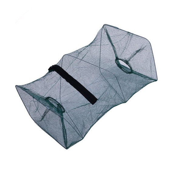 VONKY Edged Mesh Fishing Net Folding Crayfish Lobster Shrimp Prawn Hand Trap Foldable Fishing Network Trap Cage Random Color S without edging 1Set