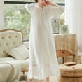 thumbnail image 2 of Previn Women's Long Sleeve Victorian Nightgown Summer Night Gown Princess Cotton Fall Long Sleep Dress Spring Thin Ruffle Sleepwear White Medium, 2 of 4