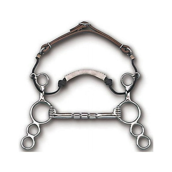 Myler MB 32-3 Combination Horse Bit - 6" Shank, Sweet Iron Triple Barrel Mouthpiece, ISM, Leather Noseband