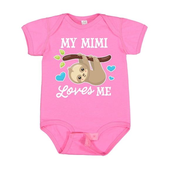 Inktastic My Mimi Loves Me with Sloth and Hearts Boys or Girls Baby Bodysuit