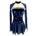 thumbnail image 2 of LIUHUO Custom Blue Velvet Ice Skating Dresses Women Girls High Elasticity Chest Diamond Decor Long Sleeves, 2 of 8