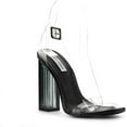 thumbnail image 2 of Cape Robbin Maria-2 Clear Chunky Block High Heels for Women, Transparent Strappy Open Toe Shoes Heels for Women (Black, 8), 2 of 6
