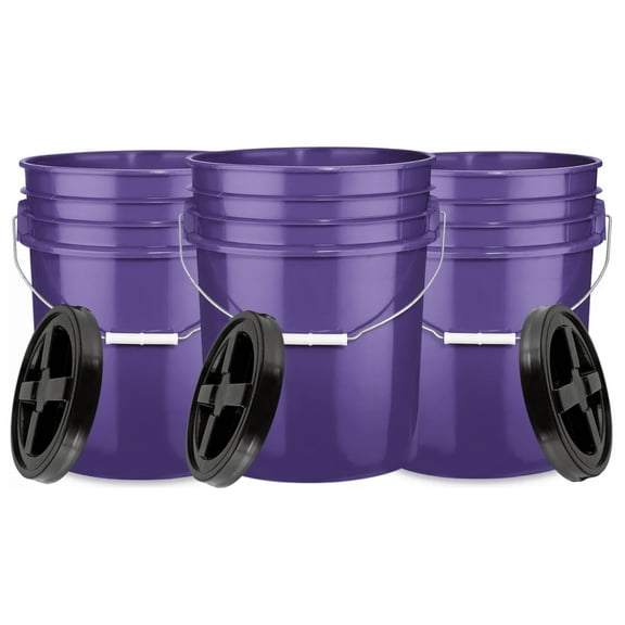 5 Gallon Bucket pail with Screw on Air tight Lid- Food Grade BPA Free ( 3 Pack)
