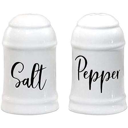 Salt and Pepper Shakers set Farmhouse Kitchen Decor Ceramic Salt Shaker -White Salt and Pepper Shaker - Wedding Registry Ideas Gifts Rustic Salt and Pepper Set Holder Table Decor$$