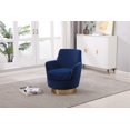 thumbnail image 3 of Swivel Accent Chair, Velvet Barrel Chair with Round Golden Base and Ergonomic Backrest, Comfy Armchair for Living Room Bedroom Apartment, Navy, 3 of 9