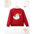 thumbnail image 2 of Sudadera con capucha de manga larga y cuello redondo para niños y niñas, ropa navideña con dibujos animados de Papá Noel, color rojo, para festivales, hogar y Navidad, 2 of 5