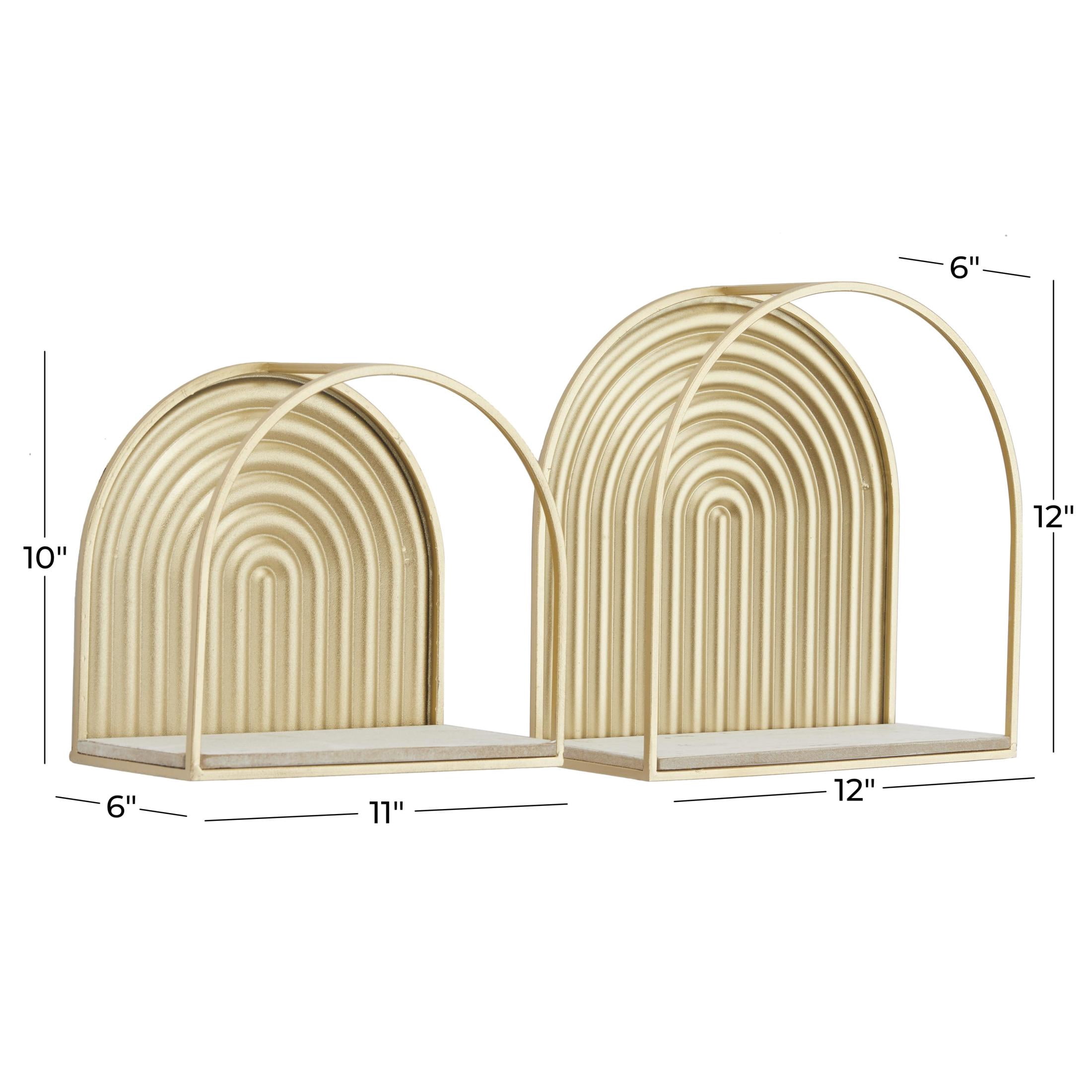 CosmoLiving by Cosmopolitan 12", 11"W Arched 2-Tier Gold Wall Shelf (2 Count)