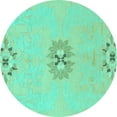 thumbnail image 1 of Ahgly Company Indoor Round Abstract Turquoise Blue Modern Area Rugs, 8' Round, 1 of 4