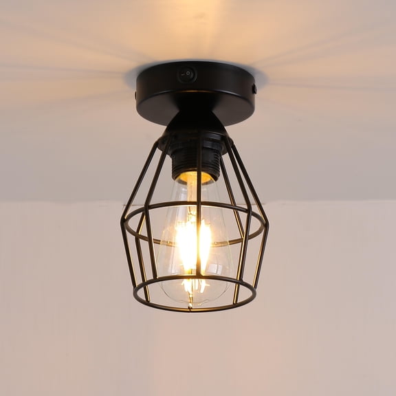 Maichis RV Vintage Ceiling Light (Bulb Included), 12V Metallic Interior Light Fixture with On&Off Switch, Semi-Flush Mount Ceiling Fixture with Metal Shade for Camper Trailer