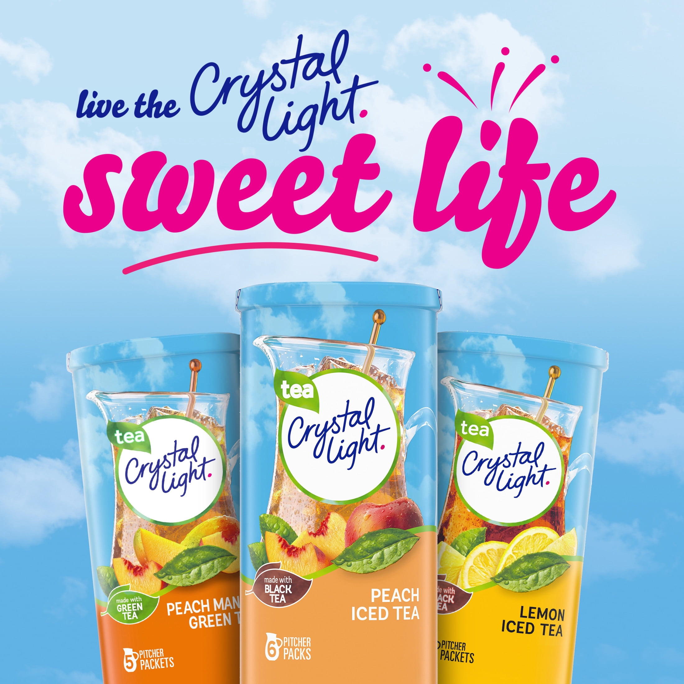 (12 pack) Crystal Light Drink Mix, 72 Pitcher Packets, for Flavorful Hydration and Shareable Refreshment, Artificially Flavored Peach Iced Tea, Made with Black Tea, 1.5 oz each
