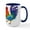White/Navy Inside, variant on CafePress - De Colores Rooster - 15 oz Ceramic Large White Novelty Mug