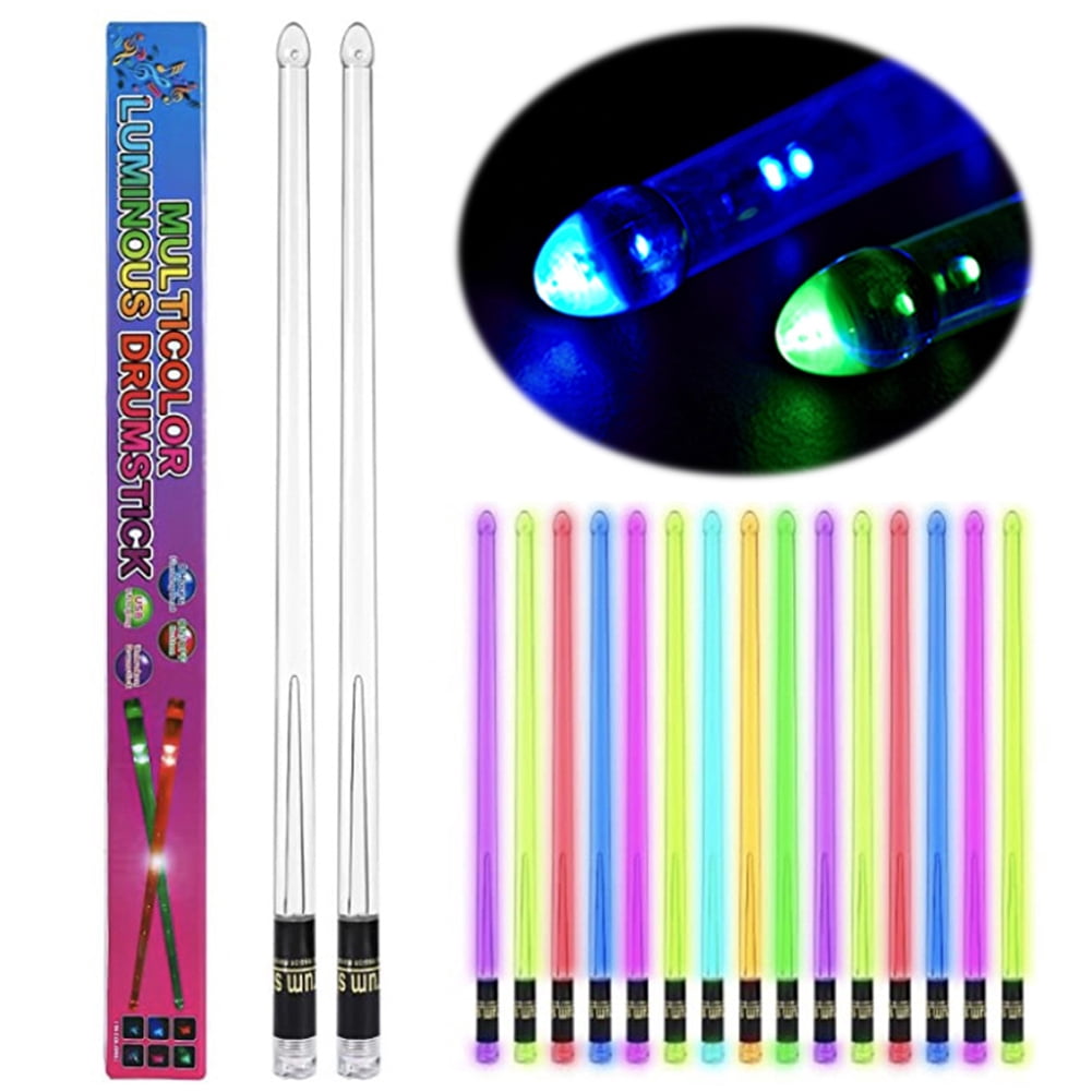 Yucurem Led Light Up Drumsticks 15 Color Changing Jazz Drum Sticks For Adults Drummers Percussion Instruments Essential (A)