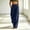 Navy, variant on Women Linen Blend Cargo Pants Sevevn Button Pleated High Waist Wide Leg Trousers With Multi Cargo Pockets, Multiple Solid Color Options For Vacation And Casual Daily Outfits