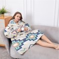 thumbnail image 5 of Oversized Wearable Blanket Hoodie,Colorful Geometric Triangle Diamond Pattern Sherpa Blanket Hoodie with Super Pockets,Super Warm Fuzzy Pullover for Women & Men, 5 of 6
