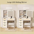 thumbnail image 6 of Infans Modern Vanity Desk w/ Sliding Mirror & Lights Stool 5 Drawers Hooks Open Storage, 6 of 7