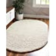 thumbnail image 3 of Unique Loom 3151381 5 x 8 ft. Solid Shag Oval Rug, Ivory, 3 of 15
