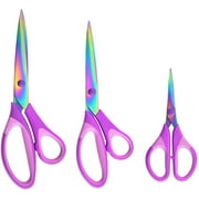 1 Set of 3 Pack School Scissors, All Purpose Sharp Titanium Blades Shears, Rubber Soft Grip Handle, Multipurpose Scissors Set Great for Crafts, Sewing, Arts, Office and Home Supplies