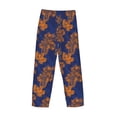 thumbnail image 3 of Lsque Golden Maple on Navy Blue Print Men's Pajama Pants, Lounge Pant - Comfortable Home Wear,Elastic Waistband, Stylish Design-Small, 3 of 9