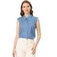 thumbnail image 2 of INSPIRE CHIC Camisas De Trabajo Con Mangas Casquillo Para Mujer, Blusas Con Botones Y Cuello Vuelto Azul claro XL, 2 of 6