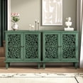 thumbnail image 7 of Vintage Accent Cabinet with Floral Carved Doors, 2 Door Sideboard Storage Cabinet with Adjustable Shelf, Antique Green, 7 of 7
