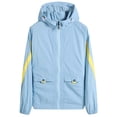 thumbnail image 4 of GUZOM Mens Hooded Windbreaker Jacket Lightweight Windproof Water Resistant Nylon Spandex Striped Sleeves Full Zip Blue,Size M, 4 of 4