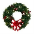 thumbnail image 4 of Nearly Natural 24in. Snow Tipped Berry and Pinecone Artificial Wreath with Bow and 50 Multi-Colored LED Lights, 4 of 5
