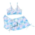thumbnail image 4 of Girl's 3 Piece Kid Swimsuits Printed Bikini Bathing Suit Swimwear with Cover Up Beach Skirt, Padded, 4 of 8