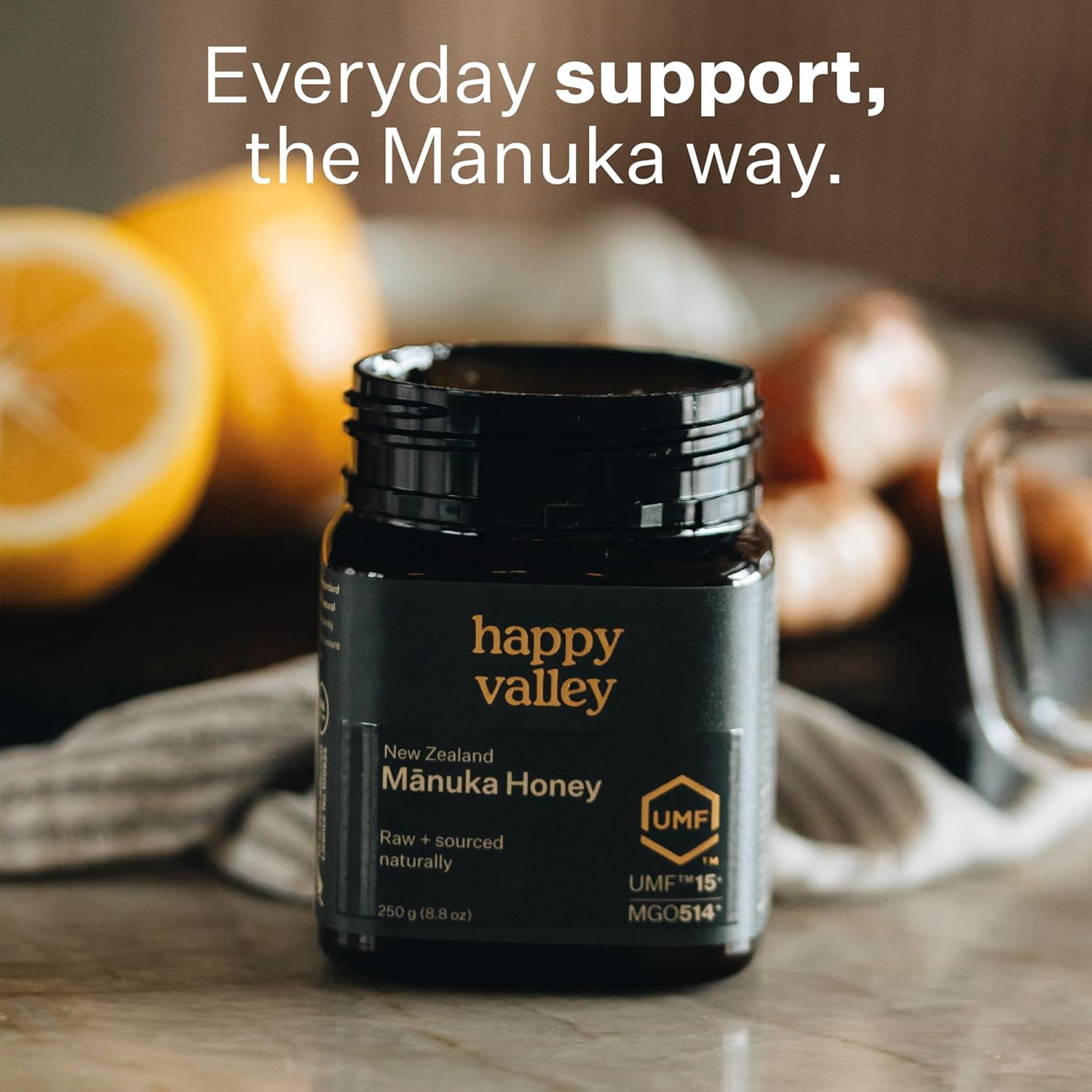 Happy Valley Manuka Honey - UMF 15+ (17.6oz, 500g) - Certified Raw New Zealand Mānuka - UMF 15+, MGO 514+