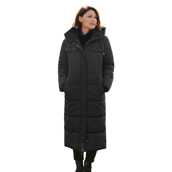 Women's Winter Long Down Parka Jackets Warm Thickened Hooded Maxi Quilted Puffer Coat