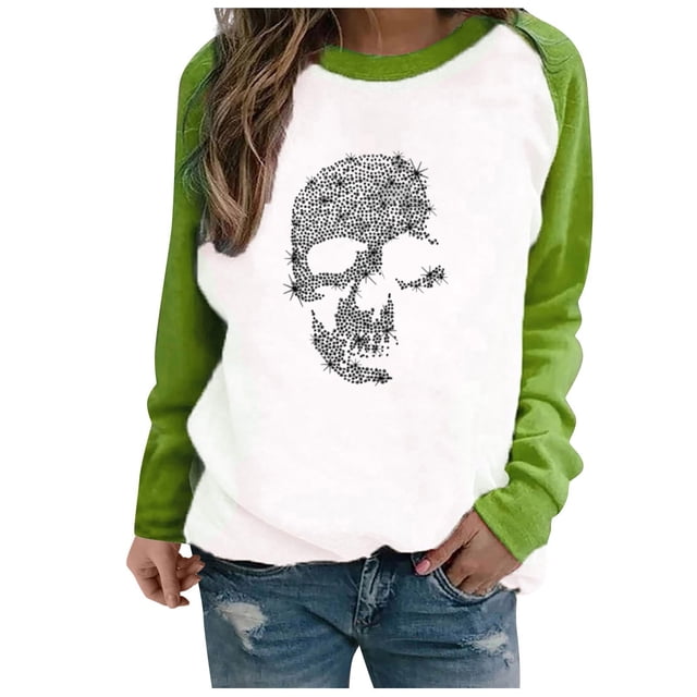 Sudadera con capucha de manga larga informal suelta con estampado de costura y cuello redondo para mujer Pompotops gfhjh8954