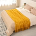 thumbnail image 7 of Catalonia All Season Knitted Acrylic Throw Blanket, Cozy Leisure Lightweight Decorative Blanket with Fringe for Bed, Couch, Living Room, Machine Washable, Yellow, 60'' × 80'', 7 of 7