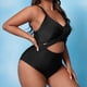 thumbnail image 4 of Gibobby Trajes de Baño Mujer Traje de baño grande ajustado de color sólido sexy para mujer Traje de baño de pieza de bikini(Negro,G), 4 of 5