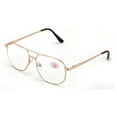 thumbnail image 2 of BiFocal Metal Aviator Reading Glasses - Spring Hinge Square Large Lens Reader Bi-Focal, 2 of 5